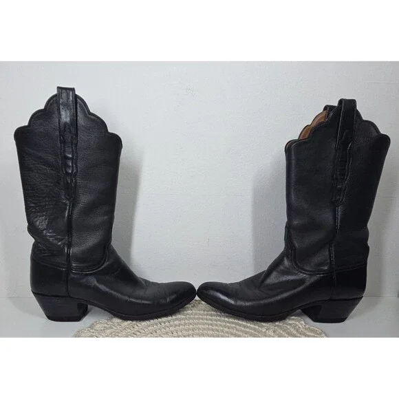 Lucchese Handmade 1883 Women's 8B Black Scalloped Cowboy Boots Western Rodeo EUC - Picture 11 of 16